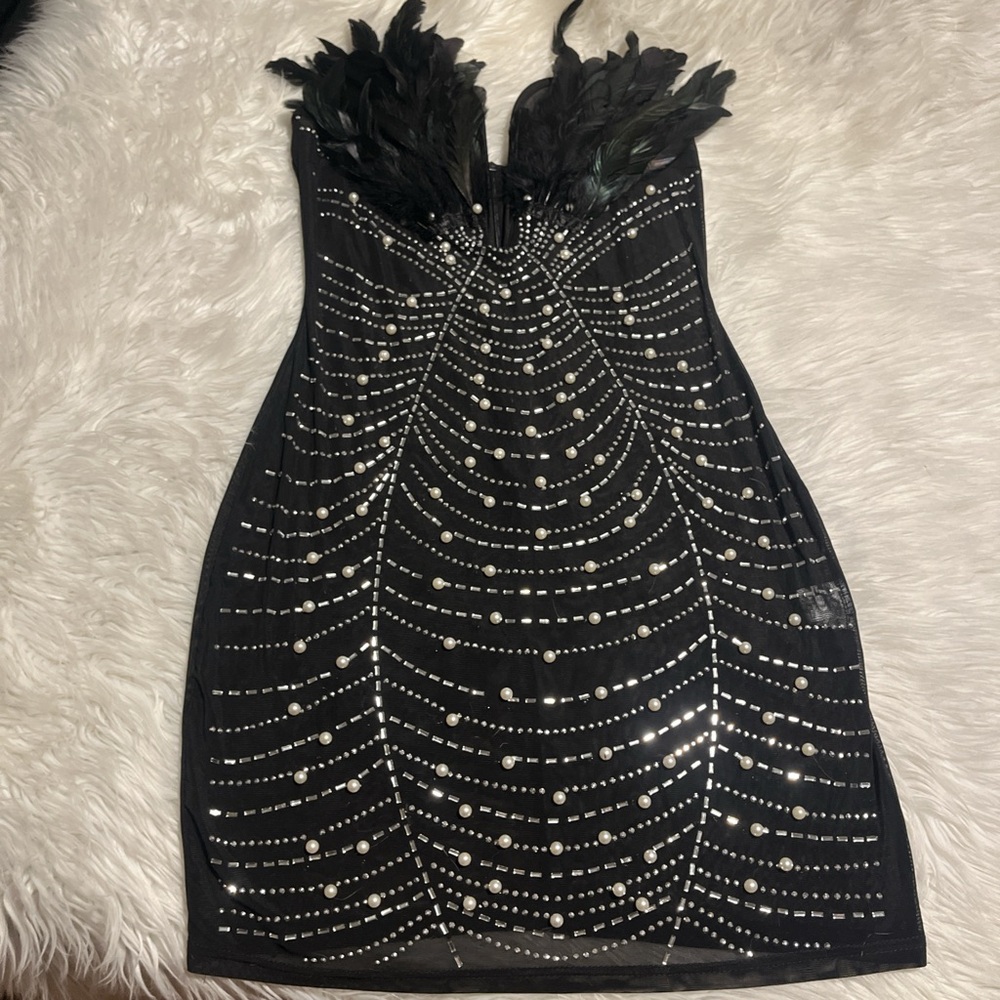 Feathered flapper girl dress